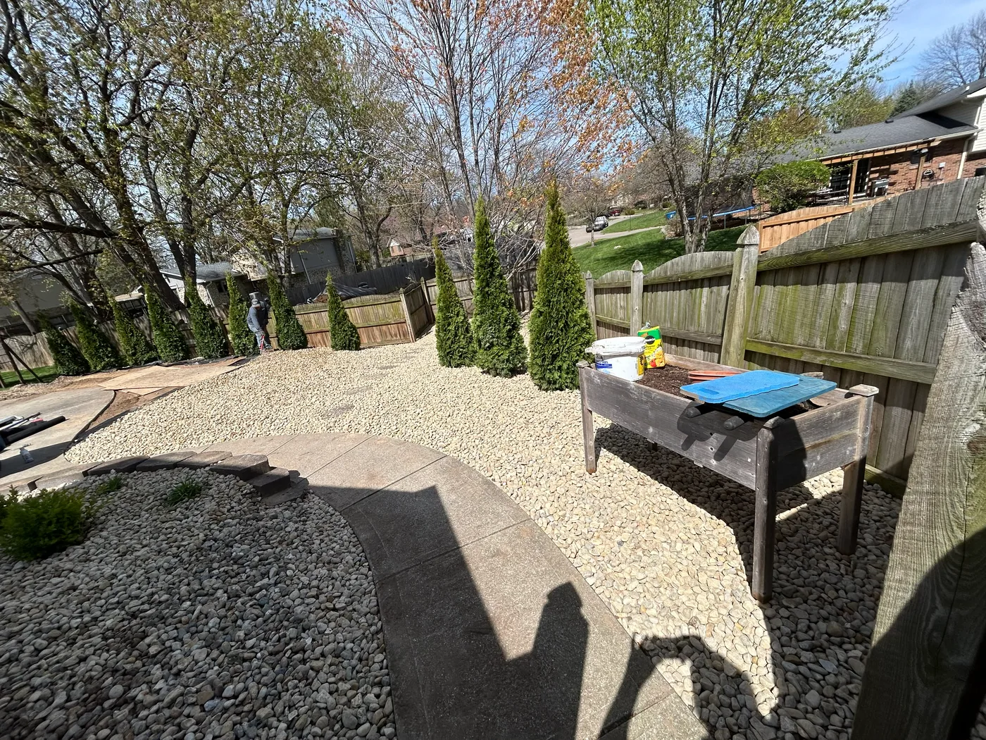Backyard patio and gravel seating area installed near Indianapolis, IN