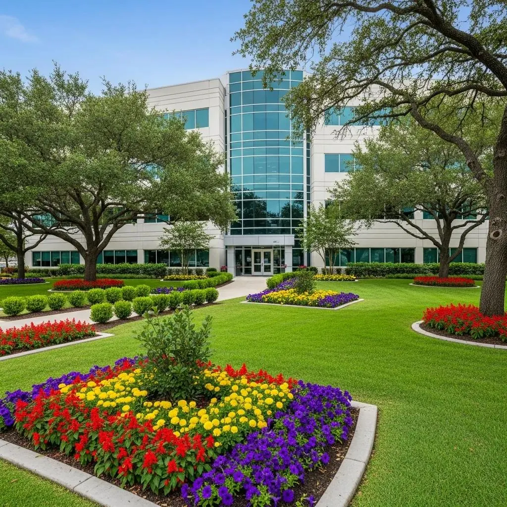 Well-manicured commercial property showcasing the benefits of professional lawn care